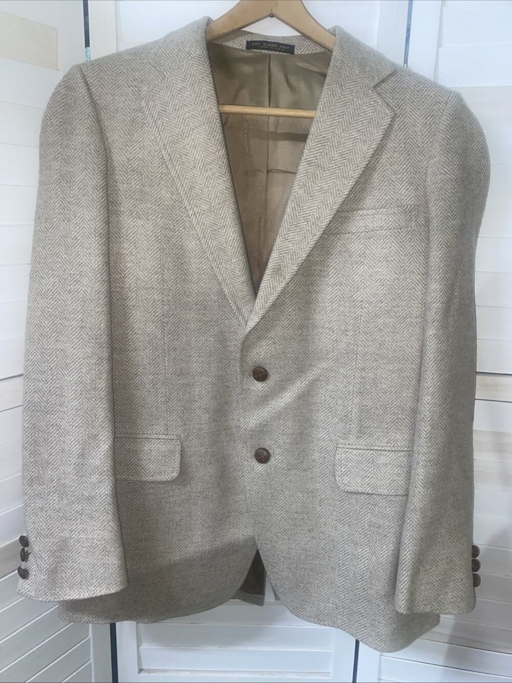 Adams Row Tab 100% Wool Tweed Herringbone Blazer Sport Coat Mens 42L